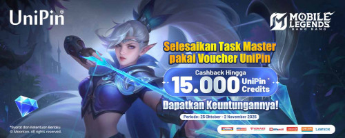 Selesaikan Task Master, Kumpulkan Diamond Kuning Sebanyak-banyaknya pakai Voucher UniPin, Bonus Hingga 15.000 UniPin Credits!